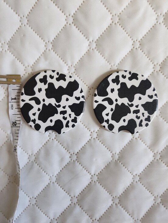 Other - Cow Print Car Coaster Set